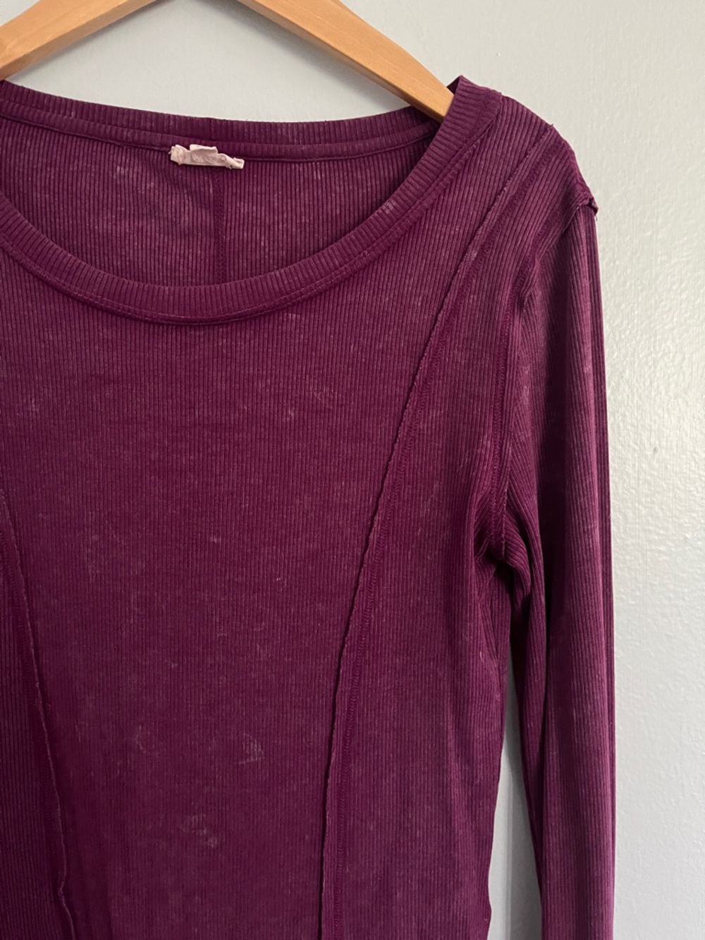 Purple Acid Wash Long Sleeve Layering Tee